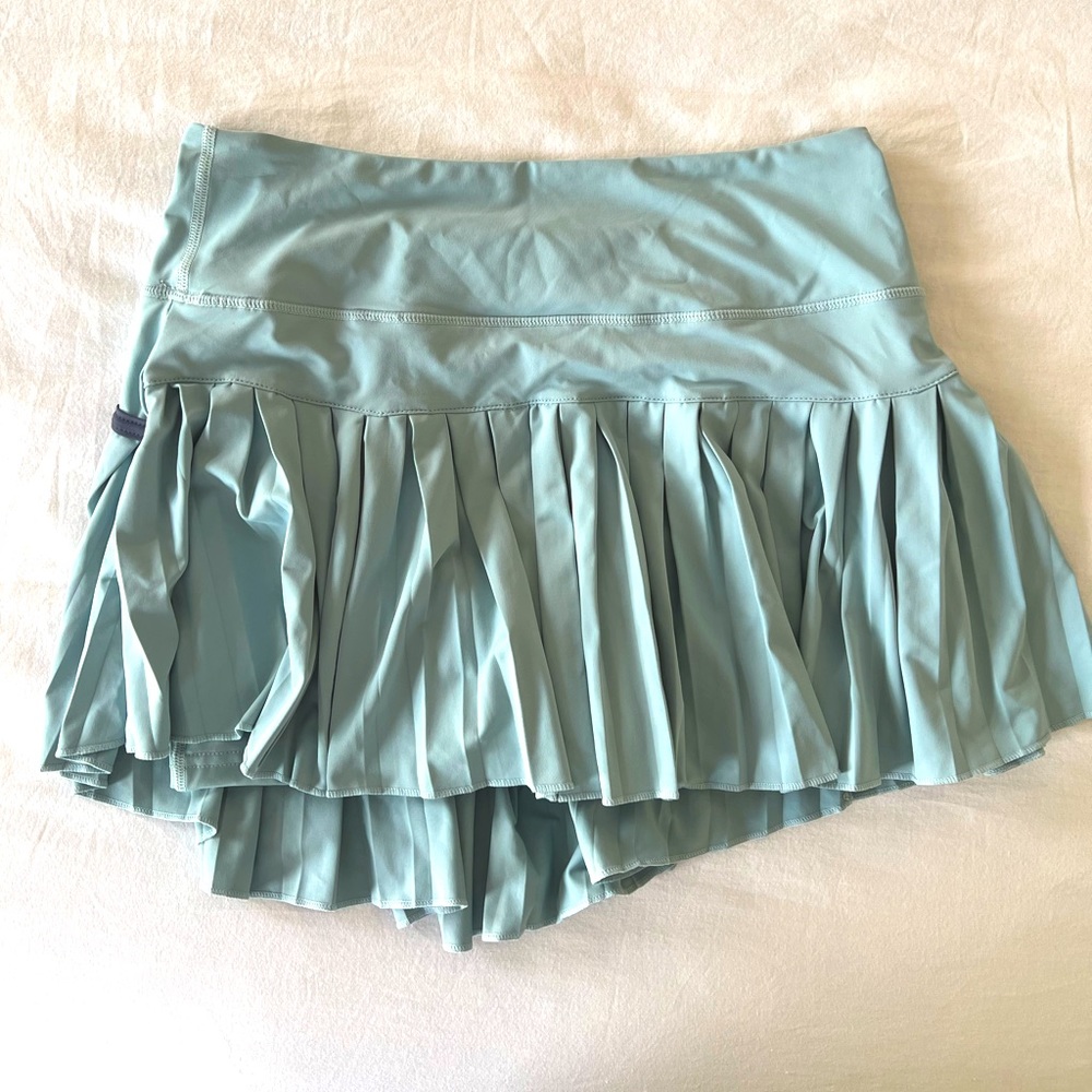 Gold Hinge Pleated Light Blue/Teal Skirt